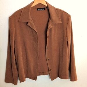 🌼Vintage Faux Suede Vtg Briggs New York Tan Button Down Blazer